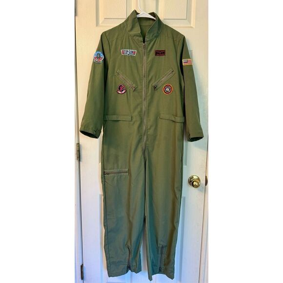 Leg Avenue TopGun USA Costume Pilot Flightsuit Army Green Jumpsuit Women's Large - Picture 2 of 11